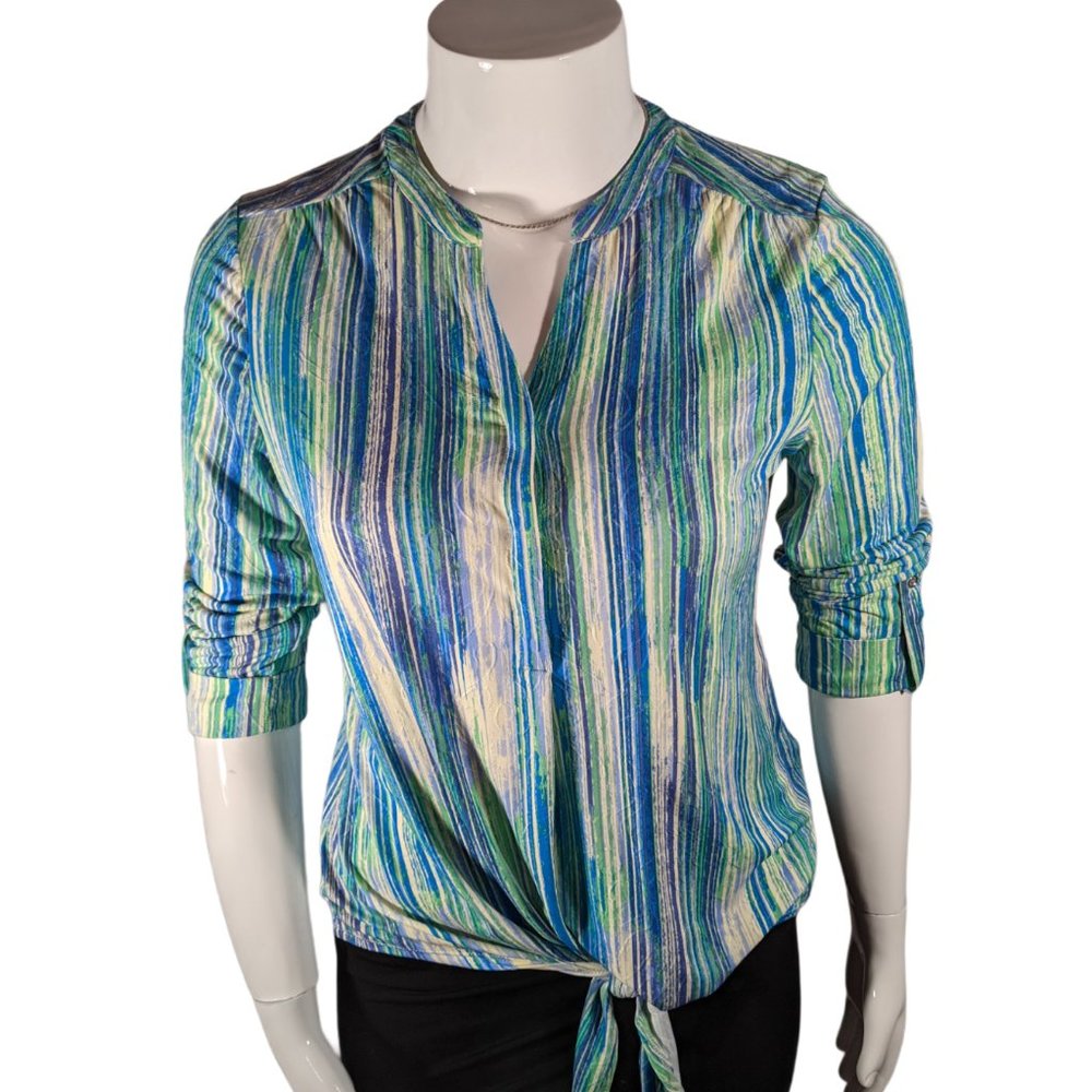 NWT Cocomo Tie Front Stripped Top